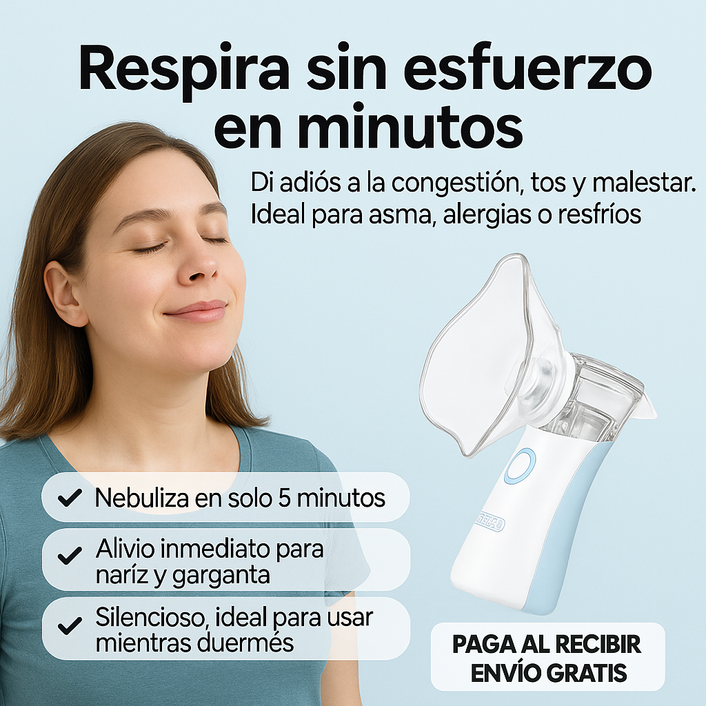 Nebulizador Portátil 🫁💨 Combate la Dificultad Respiratoria desde el Primer Uso