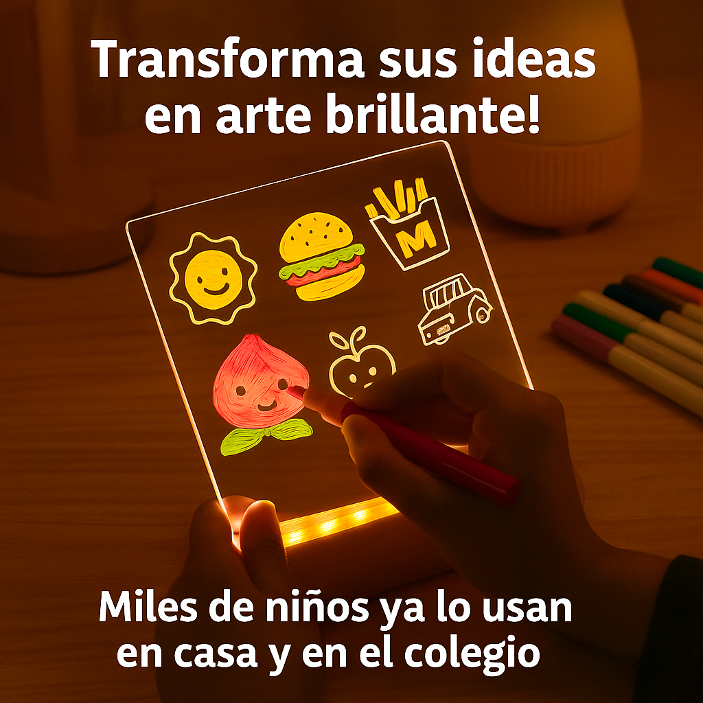 ✨ Pizarra Mágica + 7 Colores – ¡Tu imaginación, ahora con luz!