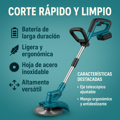 Podadora de Pasto Inalámbrica 98V con 2 Baterías y Accesorios – Corte Rápido y Preciso