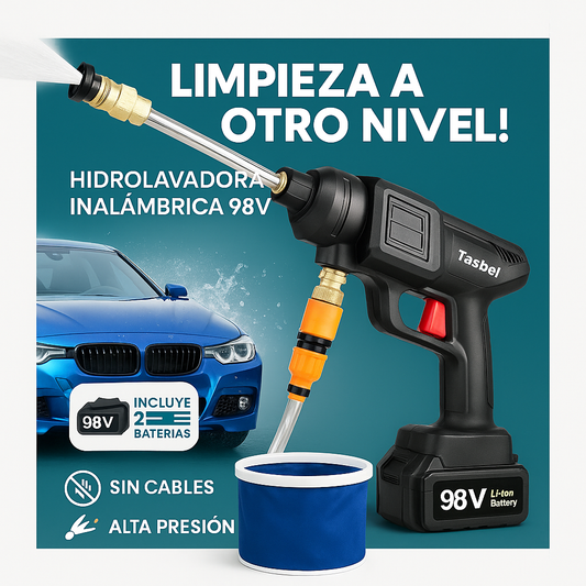 Hidrolavadora Inalámbrica Tasbel™ de Alta Presión | 2 Baterías 98V Incluidas