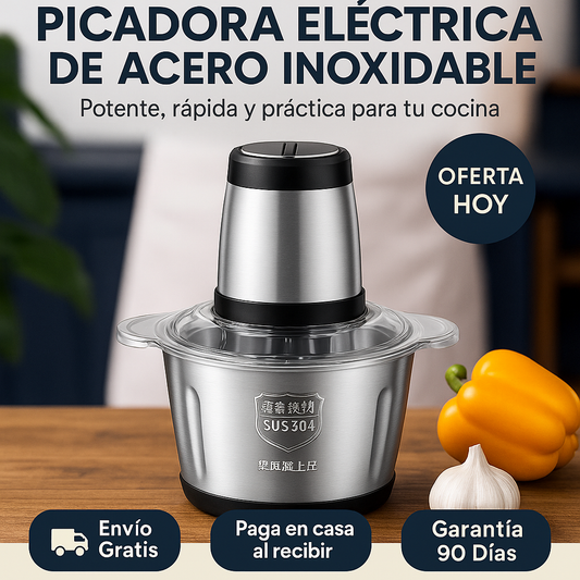 PICADORA ELÉCTRICA 2 VELOCIDADES - ¡Corta, tritura y mezcla en solo segundos!