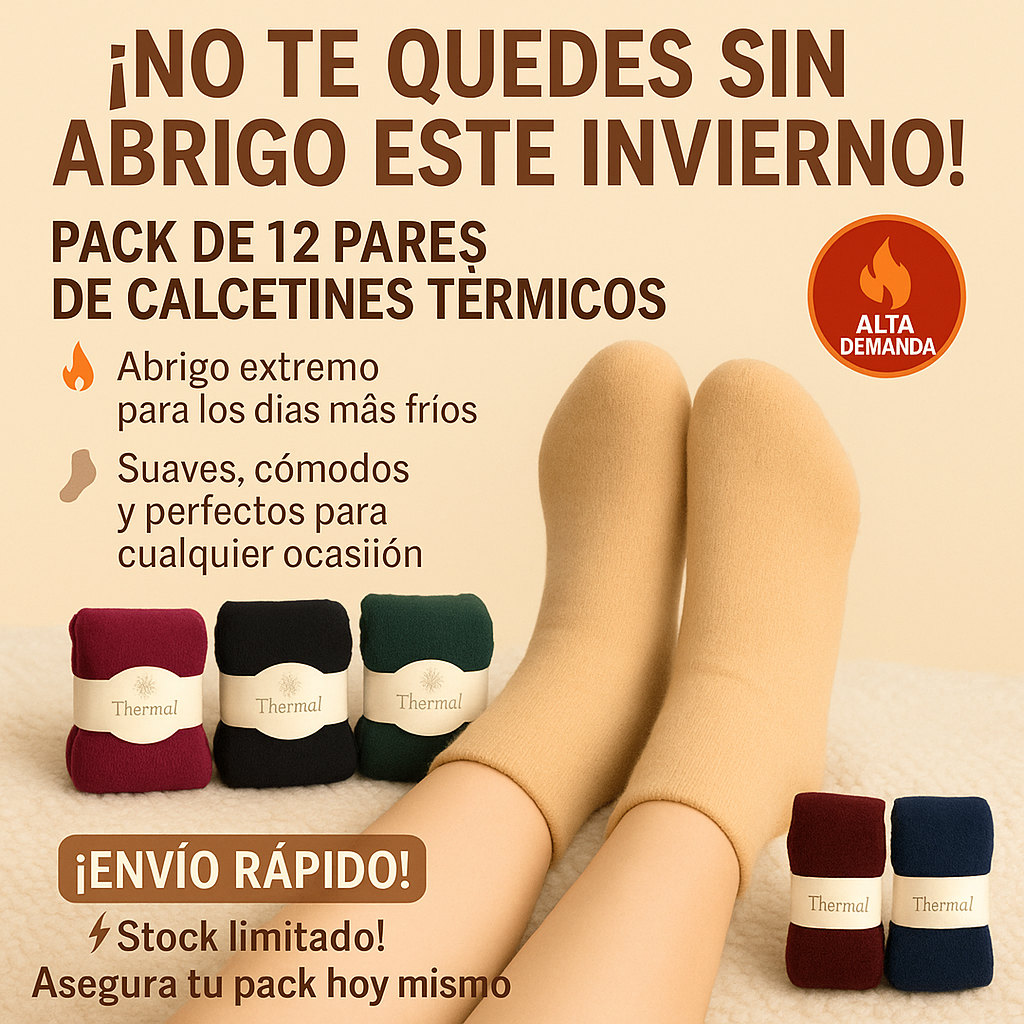 ¡Oferta irresistible! 12x6 pares térmicos coloridos + envío GRATIS 🌈🧦